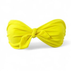Women’s Bikini Top Swim tube Neon Yellow Bandeau Strapless tie front Size Medium
